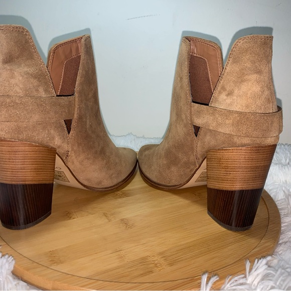 Aldo Kendall Women's Ankle Booties Light Brown Size 7.5 Suede Colourblock Heel - Picture 3 of 9